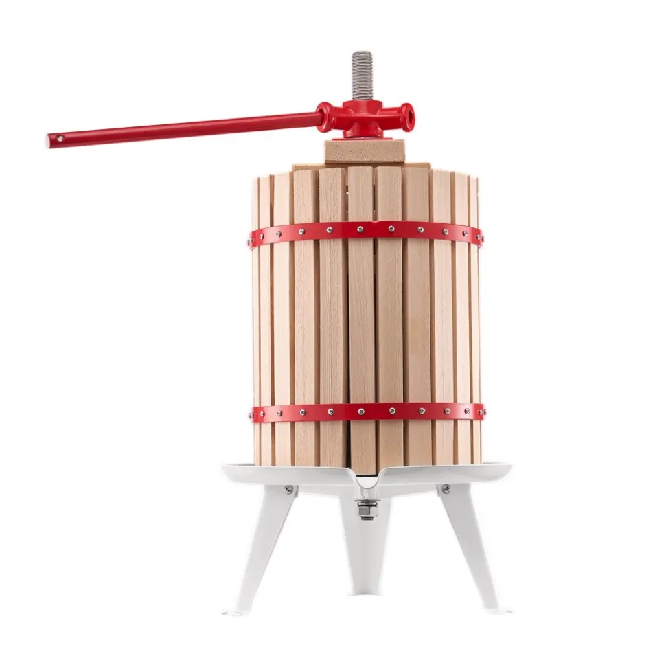 VEVOR 4.75 Gal/18L Fruit Wine Press, Solid Wood Basket with 8 Blocks, Heavy Duty Manual Juice Maker, Cider Apple Grape Tincture Honey Olive Oil Making Press with Handle for Kitchen, Home