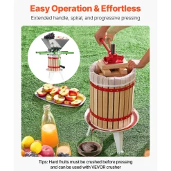 VEVOR 4.75 Gal/18L Fruit Wine Press, Solid Wood Basket with 8 Blocks, Heavy Duty Manual Juice Maker, Cider Apple Grape Tincture Honey Olive Oil Making Press with Handle for Kitchen, Home