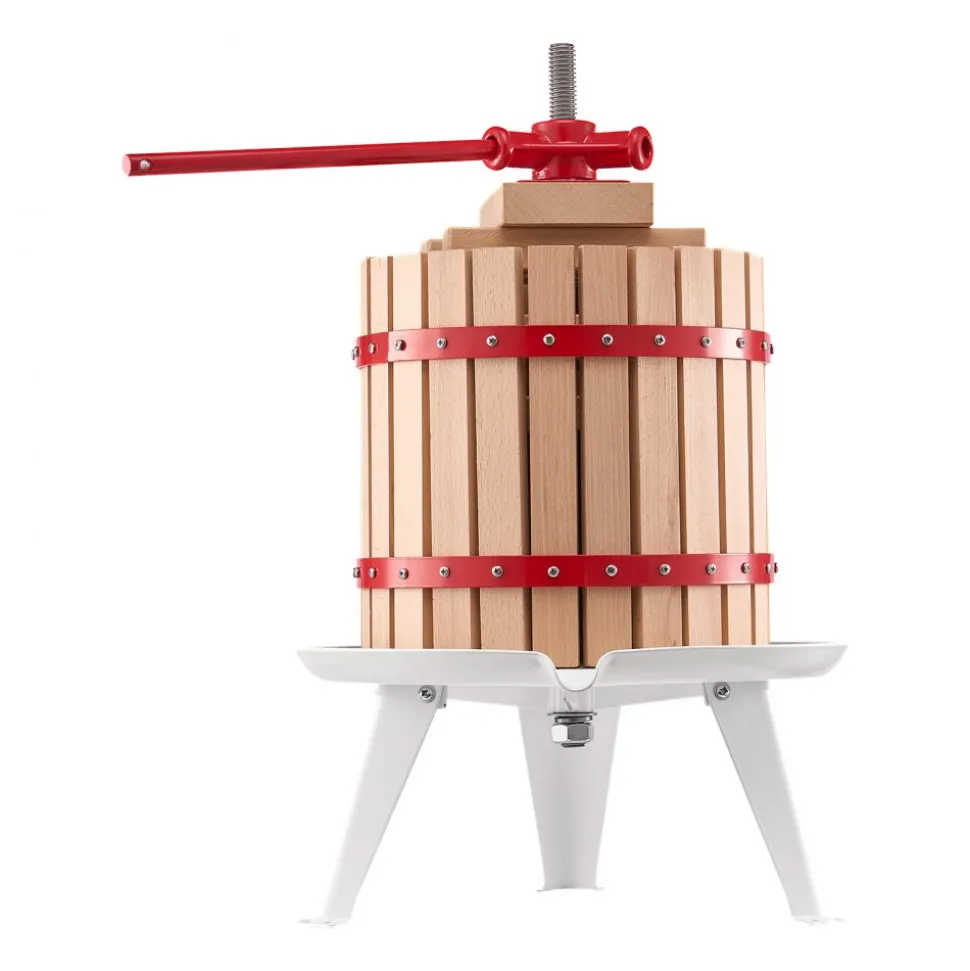 VEVOR 3.2 Gal/12L Fruit Wine Press, Solid Wood Basket with 8 Blocks, Heavy Duty Manual Juice Maker, Cider Apple Grape Tincture Honey Olive Oil Making Press with Handle for Kitchen, Home