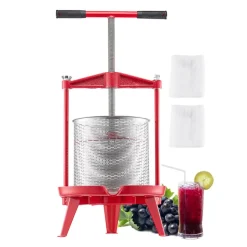 VEVOR 3.69 Gal/14L Fruit Wine Press, Stainless Steel Basket with Cross-beam and Triangular Structure, Manual Juice Maker, Cider Apple Grape Tincture Making Press with T-Handle for Kitchen Home