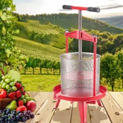 VEVOR 3.69 Gal/14L Fruit Wine Press, Stainless Steel Basket with Cross-beam and Triangular Structure, Manual Juice Maker, Cider Apple Grape Tincture Making Press with T-Handle for Kitchen Home