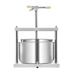 VEVOR 3.17 Gal/12L Fruit Wine Press, 2 Stainless Steel Barrels, Manual Juice Maker, Cider Apple Grape Tincture Honey Olive Oil Making Press with Triangular Handle for Outdoor Kitchen Home