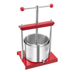 VEVOR 1.6 Gal/6L Fruit Wine Press, 2 Stainless Steel Barrels, Manual Juice Maker, Cider Apple Grape Tincture Honey Olive Oil Making Press with T-Handle for Outdoor Kitchen Home