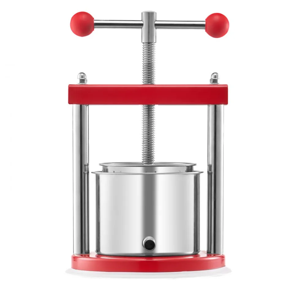 VEVOR 1.6 Gal/6L Fruit Wine Press, 2 Stainless Steel Barrels, Manual Juice Maker, Cider Apple Grape Tincture Honey Olive Oil Making Press with T-Handle for Outdoor Kitchen Home