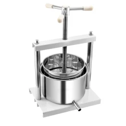 VEVOR 1.45 Gal/5L Fruit Wine Press, 2 Stainless Steel Barrels, Manual Juice Maker, Cider Apple Grape Tincture Honey Olive Oil Making Press with Triangular Handle for Outdoor Kitchen Home