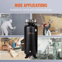 VEVOR 80 Gallon Air Compressor, 6.5HP 15.5SCFM@90 PSI, 145PSI Oil Free Stationary Air Compressor Tank, 86dB Ultra Quiet Compressor for Industrial Manufacturing, Construction Sites, Auto Repair