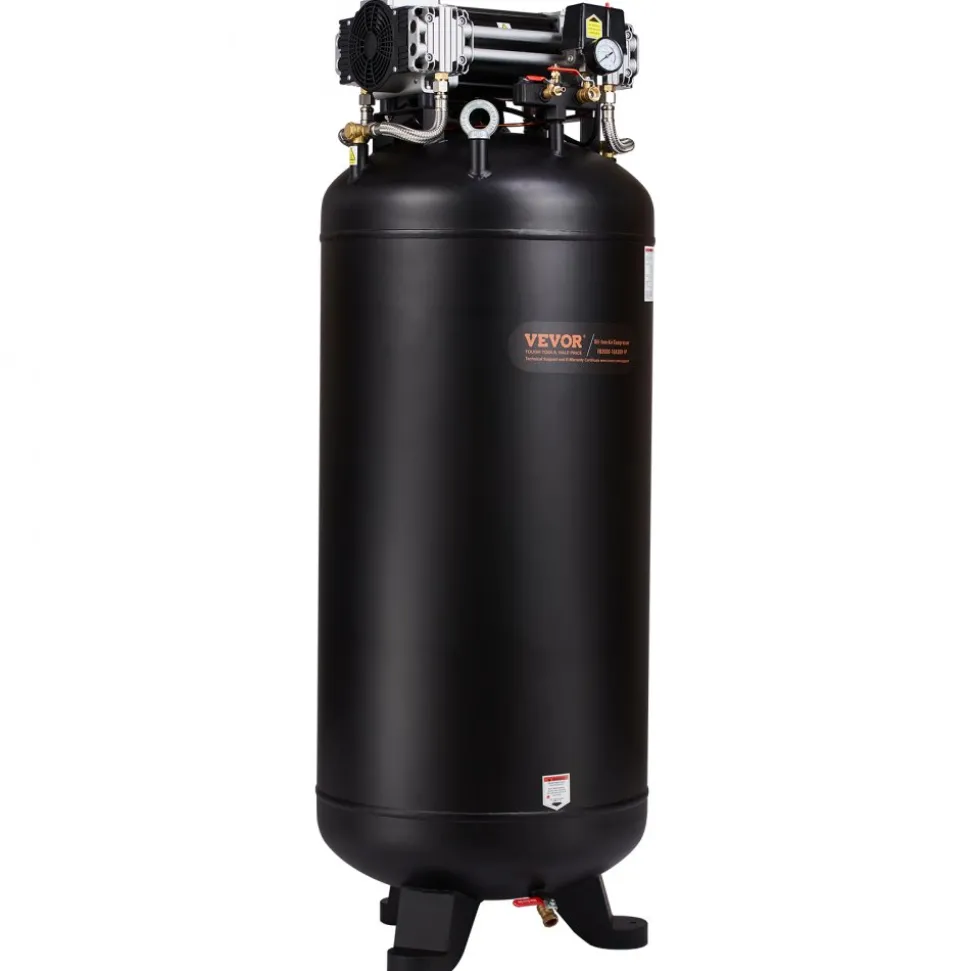 VEVOR 80 Gallon Air Compressor, 6.5HP 15.5SCFM@90 PSI, 145PSI Oil Free Stationary Air Compressor Tank, 86dB Ultra Quiet Compressor for Industrial Manufacturing, Construction Sites, Auto Repair