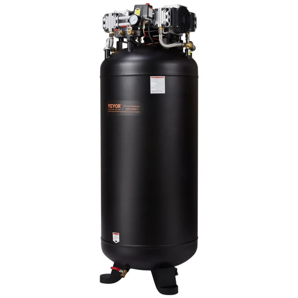VEVOR 80 Gallon Air Compressor, 6.5HP 15.5SCFM@90 PSI, 145PSI Oil Free Stationary Air Compressor Tank, 86dB Ultra Quiet Compressor for Industrial Manufacturing, Construction Sites, Auto Repair