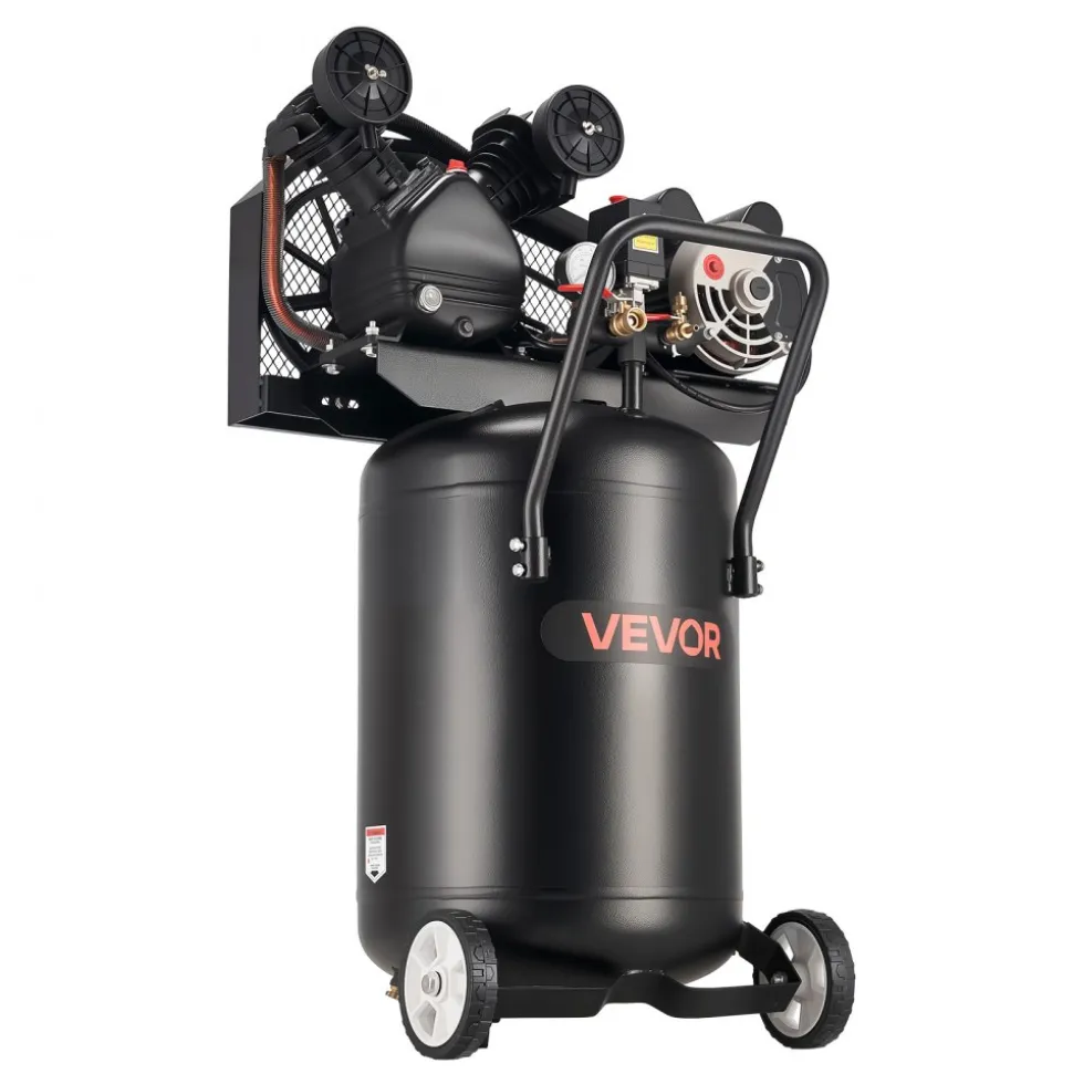 VEVOR 20-Gallon Air Compressor, 2HP 6.5SCFM at 90PSI, Max 135PSI Pressure Oil-Lubricated Air Compressor Tank, Portable on Wheels for Auto Repair, Tire Inflation, Spray Painting, Woodwork Nailing, 120V