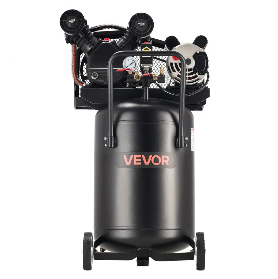 VEVOR 20-Gallon Air Compressor, 2HP 6.5SCFM at 90PSI, Max 135PSI Pressure Oil-Lubricated Air Compressor Tank, Portable on Wheels for Auto Repair, Tire Inflation, Spray Painting, Woodwork Nailing, 120V