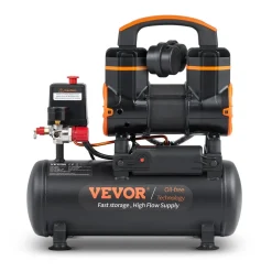 VEVOR 2.1 Gallon Air Compressor, 1.2HP 2.2 CFM@90PSI Air Compressors with Max. 116PSI Pressure, Oil Free Compressor Tank for Auto Repair, Tire Inflation, Spray Painting, Woodwork Nailing