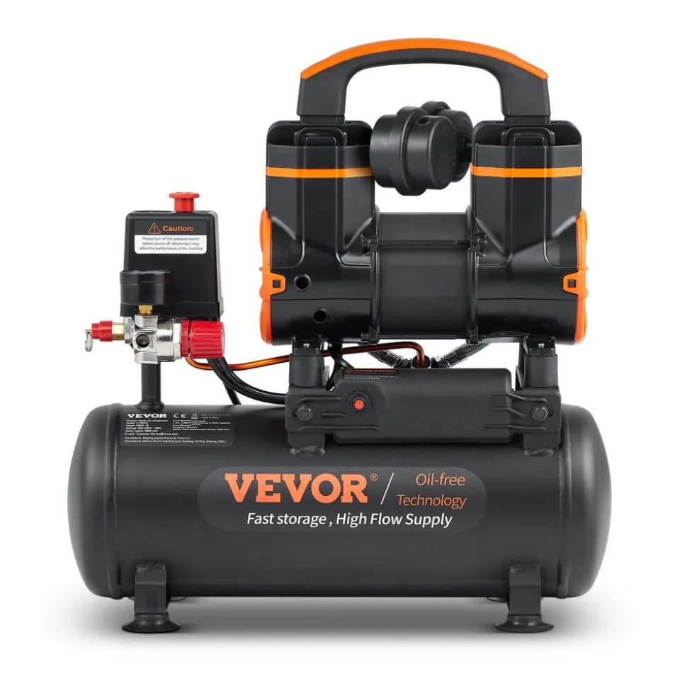 VEVOR 2.1 Gallon Air Compressor, 1.2HP 2.2 CFM@90PSI Air Compressors with Max. 116PSI Pressure, Oil Free Compressor Tank for Auto Repair, Tire Inflation, Spray Painting, Woodwork Nailing