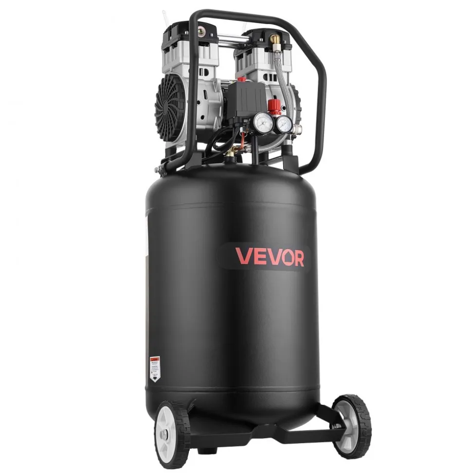VEVOR 10-Gallon Air Compressor, 2HP 4.8 SCFM at 90PSI, Max 125PSI Pressure Oil-Free Air Compressor Tank, Portable on Wheels for Auto Repair, Tire Inflation, Spray Painting, Woodwork Nailing, 120V