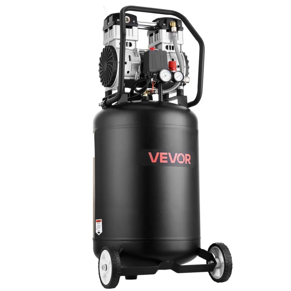 VEVOR 10-Gallon Air Compressor, 2HP 4.8 SCFM at 90PSI, Max 125PSI Pressure Oil-Free Air Compressor Tank, Portable on Wheels for Auto Repair, Tire Inflation, Spray Painting, Woodwork Nailing, 120V