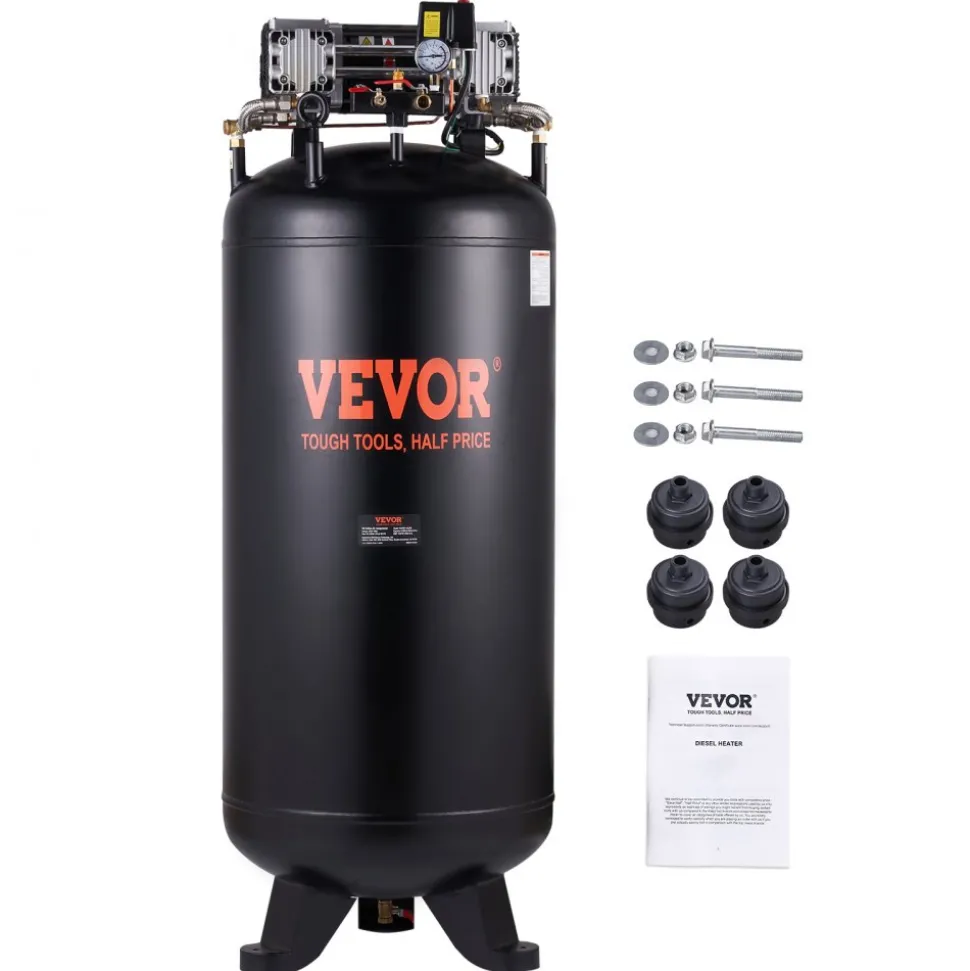 VEVOR 4.8 Gallon Air Compressor, 1.2HP 2.2 CFM@90PSI Oil Free Air Compressor Tank & Max. 116PSI Pressure, 70 dB Ultra Quiet Compressor for Auto Repair, Tire Inflation, Spray Painting, Woodwork Nailing