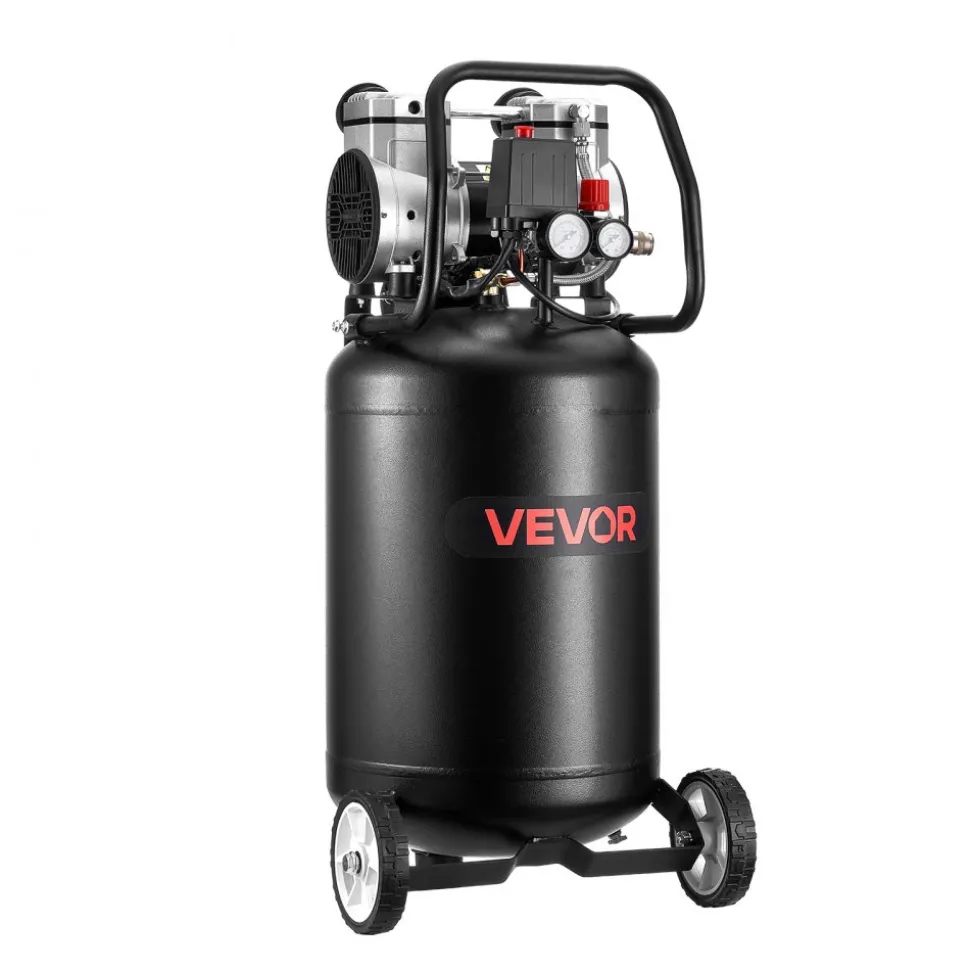 VEVOR 14-Gallon Air Compressor, 2HP 4.3 SCFM at 90PSI, Max 125PSI Pressure Oil-Free Air Compressor Tank, Portable on Wheels for Auto Repair, Tire Inflation, Spray Painting, Woodwork Nailing, 120V
