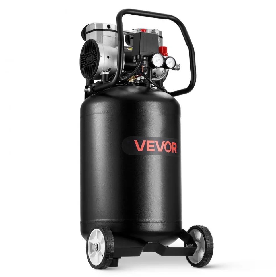 VEVOR 14-Gallon Air Compressor, 2HP 4.3 SCFM at 90PSI, Max 125PSI Pressure Oil-Free Air Compressor Tank, Portable on Wheels for Auto Repair, Tire Inflation, Spray Painting, Woodwork Nailing, 120V