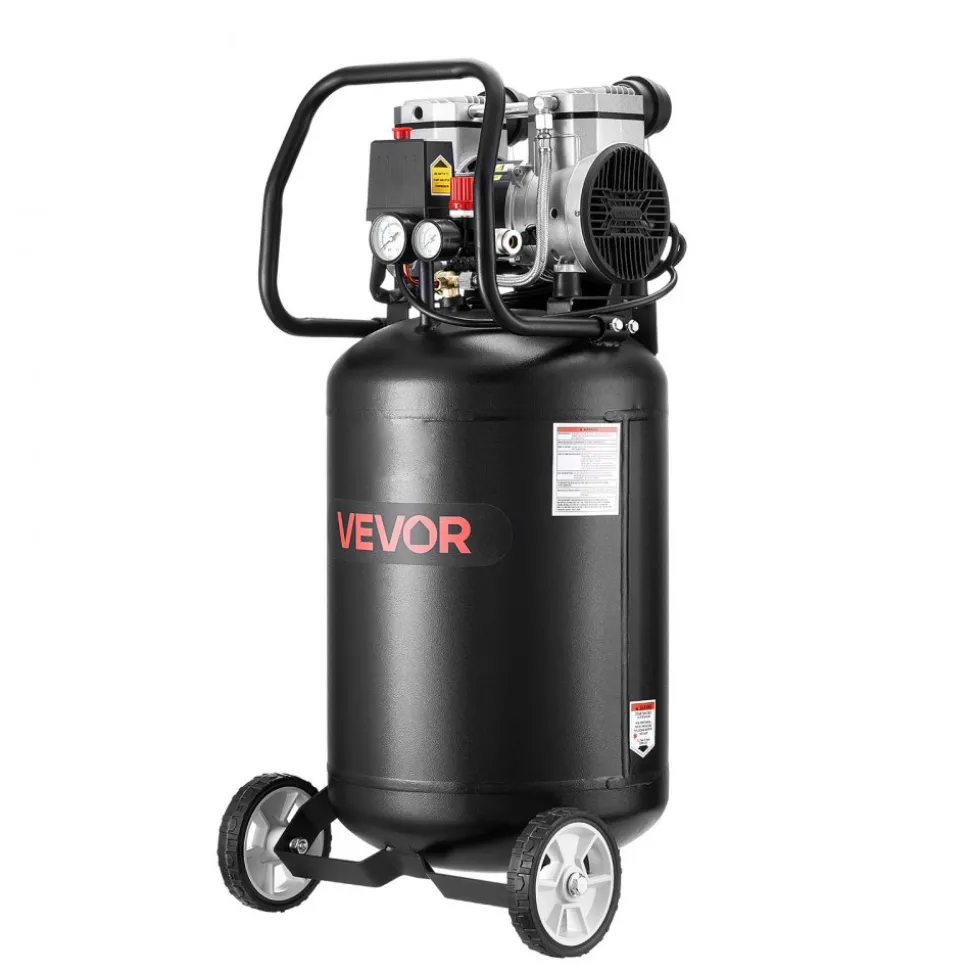 VEVOR 14-Gallon Air Compressor, 2HP 4.3 SCFM at 90PSI, Max 125PSI Pressure Oil-Free Air Compressor Tank, Portable on Wheels for Auto Repair, Tire Inflation, Spray Painting, Woodwork Nailing, 120V