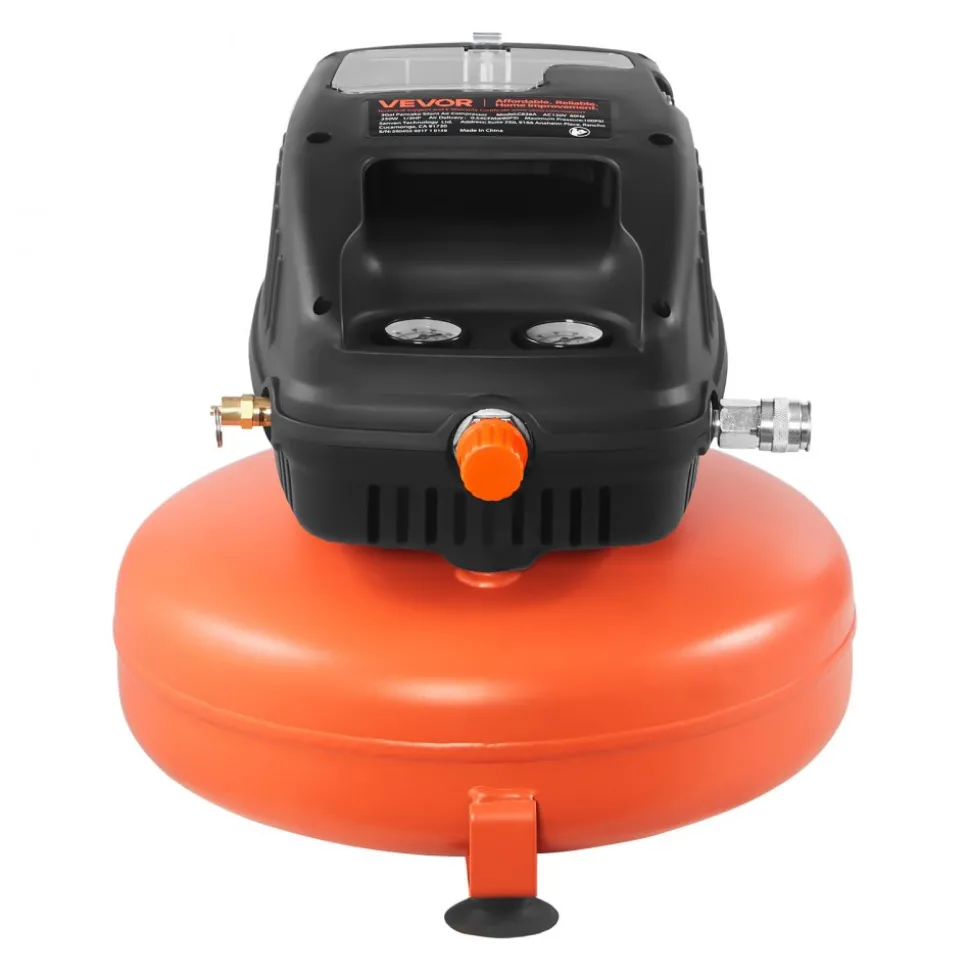 VEVOR 3 Gallon Air Compressor, 1/3HP 0.54CFM @ 90PSI Portable Pancake Air Compressor & 100PSI Max Working Pressure, Oil-Free Compressor Tank for Tire Inflation, Spray Painting, Woodwork Nailing, 120V