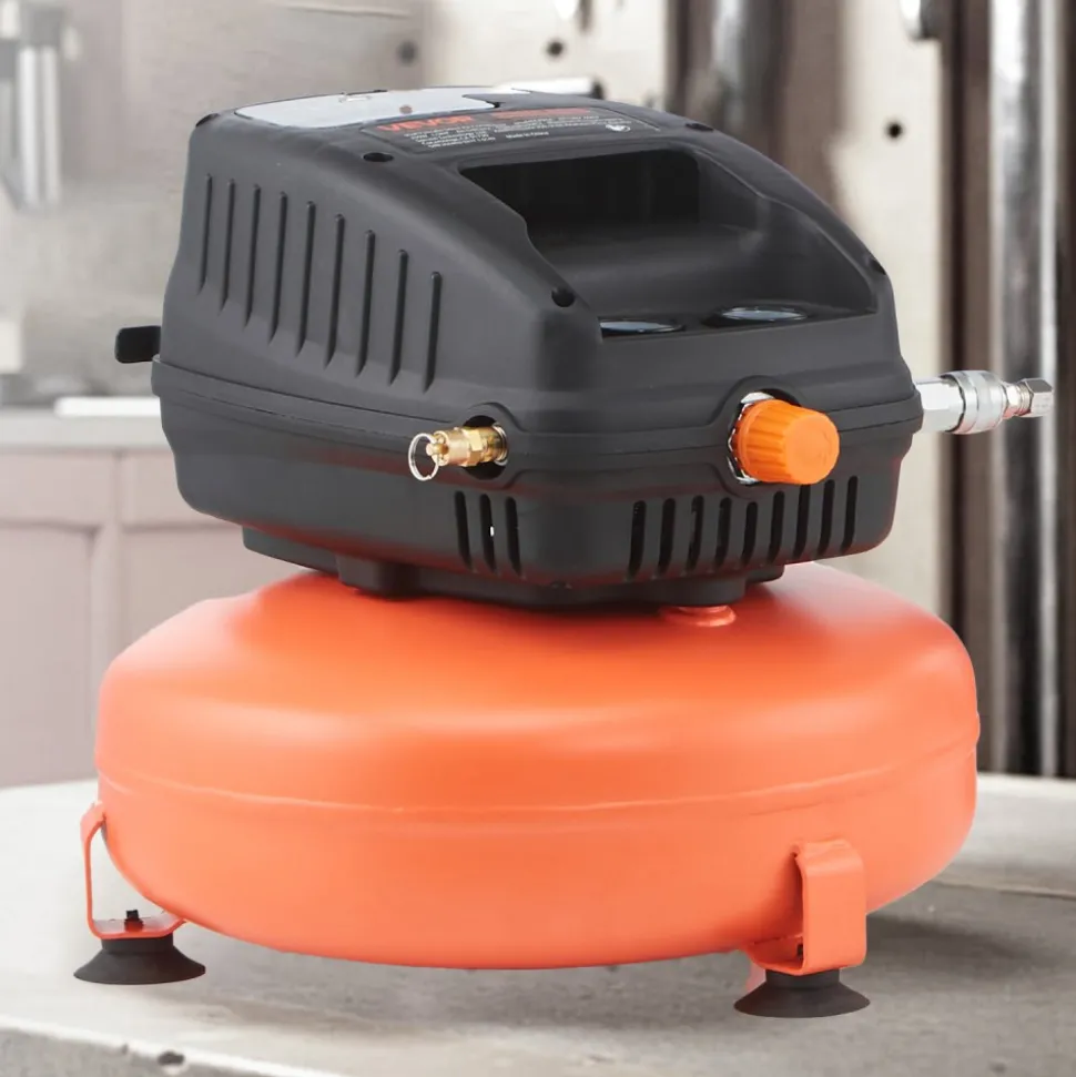VEVOR 3 Gallon Air Compressor, 1/3HP 0.54CFM @ 90PSI Portable Pancake Air Compressor & 100PSI Max Working Pressure, Oil-Free Compressor Tank for Tire Inflation, Spray Painting, Woodwork Nailing, 120V