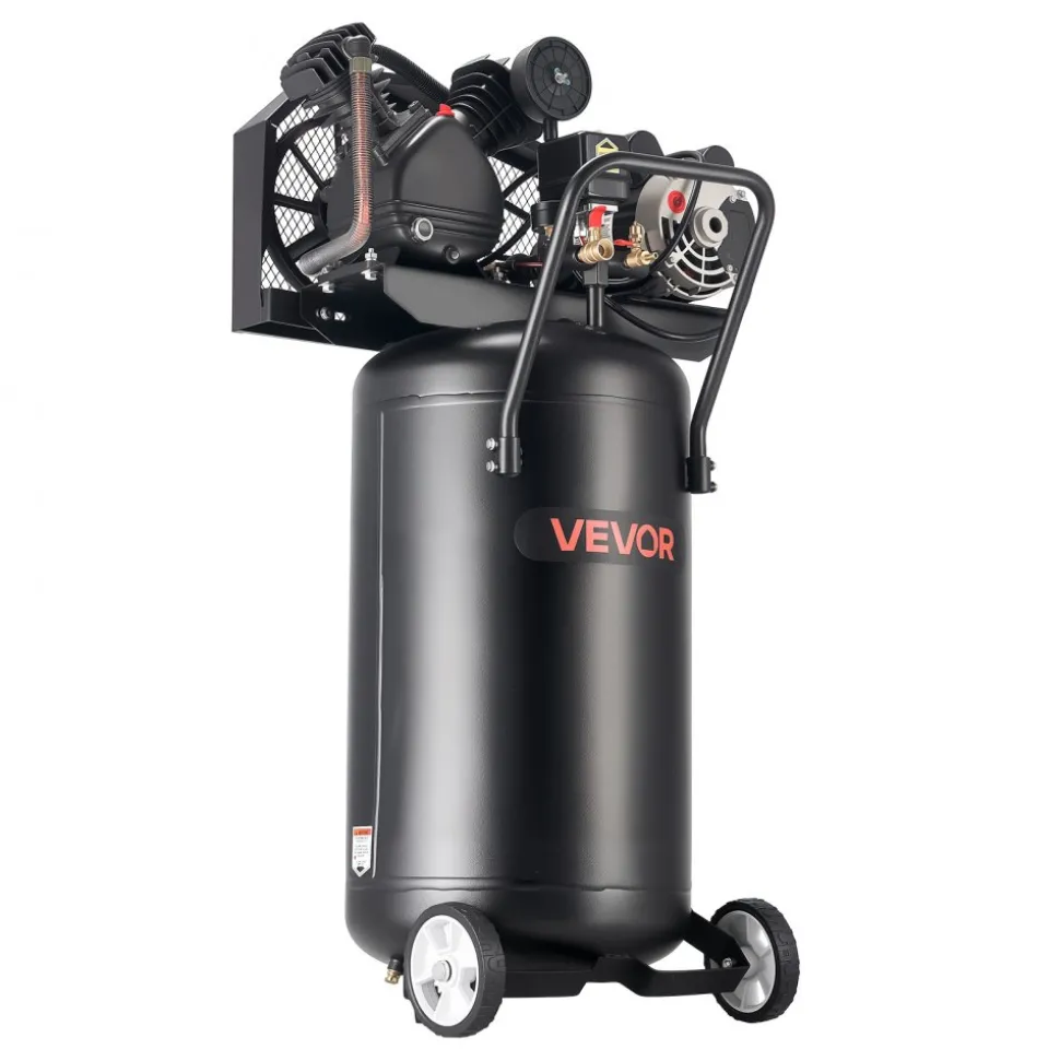 VEVOR 25-Gallon Air Compressor, 2HP 5.5 SCFM at 90PSI, Max 200PSI Pressure Oil-Lubricated Air Compressor Tank, Portable on Wheels for Auto Repair, Tire Inflation, Spray Painting, Woodwork Nailing, 120V