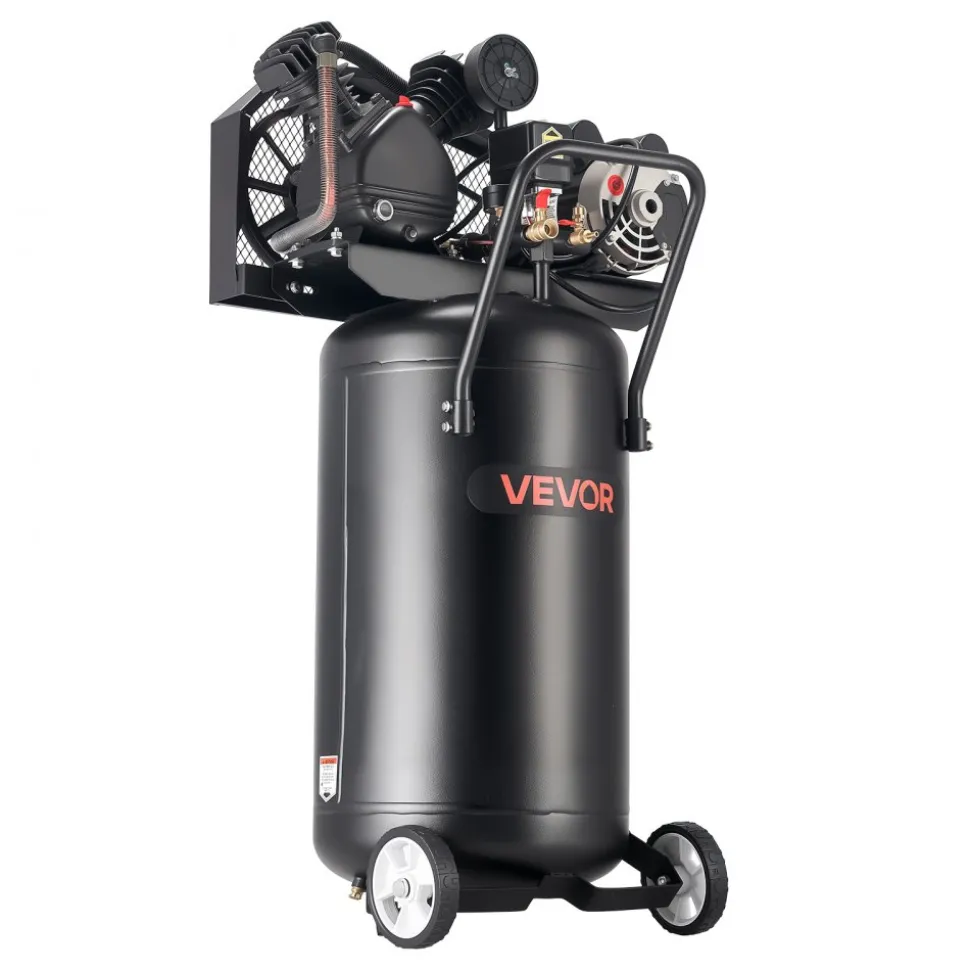 VEVOR 25-Gallon Air Compressor, 2HP 5.5 SCFM at 90PSI, Max 200PSI Pressure Oil-Lubricated Air Compressor Tank, Portable on Wheels for Auto Repair, Tire Inflation, Spray Painting, Woodwork Nailing, 120V