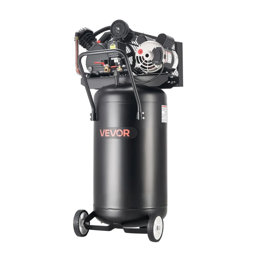 VEVOR 25-Gallon Air Compressor, 2HP 5.5 SCFM at 90PSI, Max 200PSI Pressure Oil-Lubricated Air Compressor Tank, Portable on Wheels for Auto Repair, Tire Inflation, Spray Painting, Woodwork Nailing, 120V
