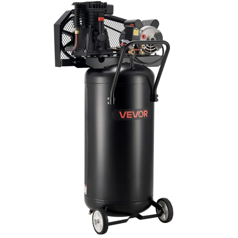 VEVOR 30-Gallon Air Compressor, 2HP 5.3SCFM at 90PSI, Max 125PSI Pressure Oil-Lubricated Air Compressor Tank, Portable on Wheels for Auto Repair, Tire Inflation, Spray Painting, Woodwork Nailing, 120V