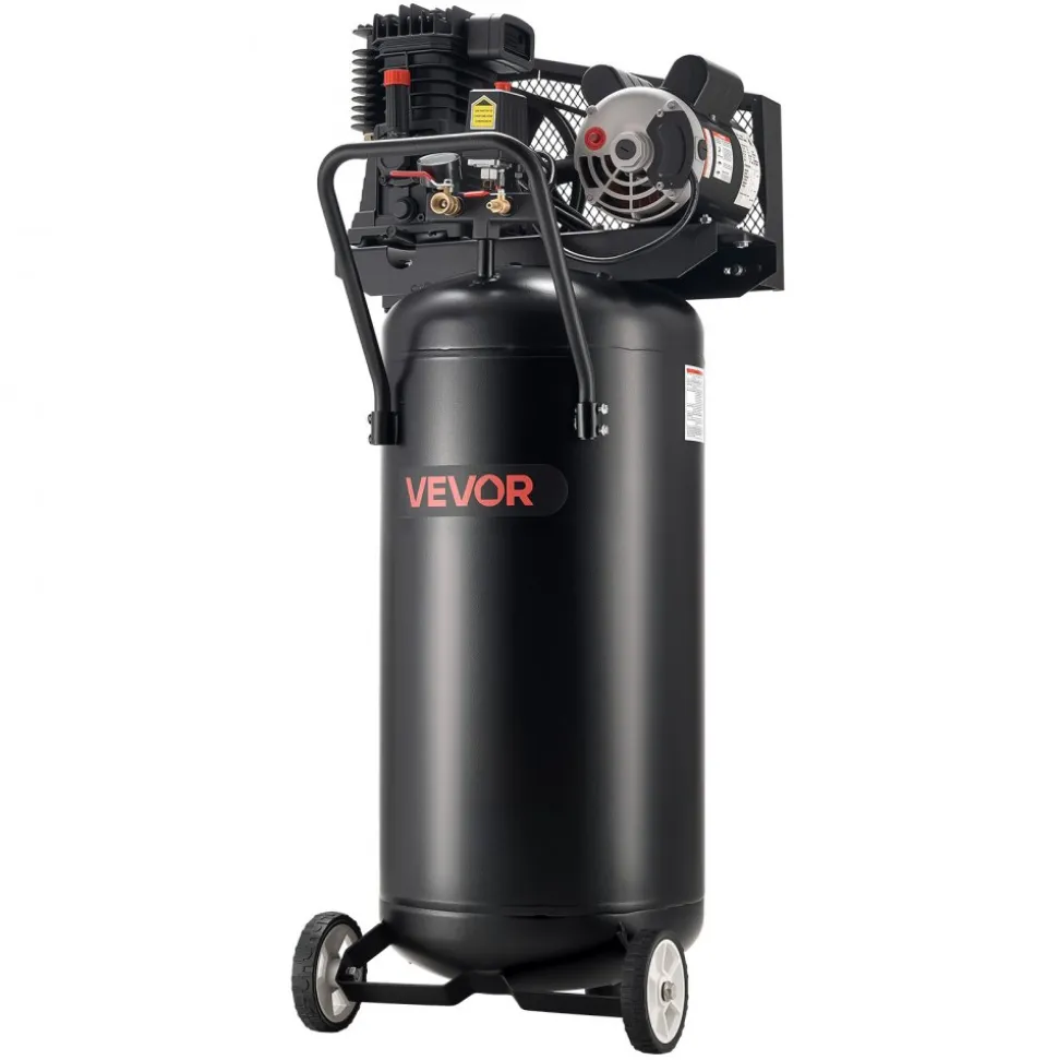 VEVOR 30-Gallon Air Compressor, 2HP 5.3SCFM at 90PSI, Max 125PSI Pressure Oil-Lubricated Air Compressor Tank, Portable on Wheels for Auto Repair, Tire Inflation, Spray Painting, Woodwork Nailing, 120V