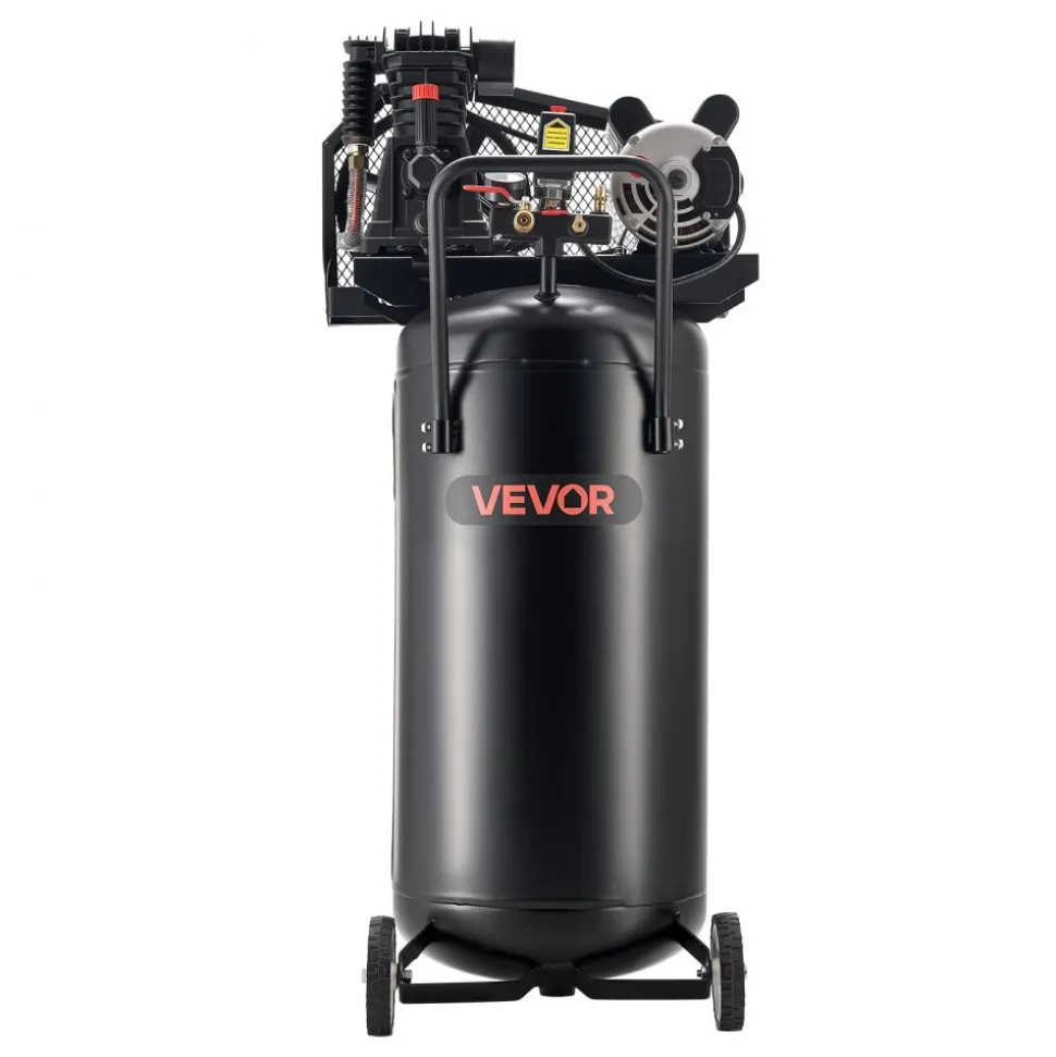 VEVOR 30-Gallon Air Compressor, 2HP 5.3SCFM at 90PSI, Max 125PSI Pressure Oil-Lubricated Air Compressor Tank, Portable on Wheels for Auto Repair, Tire Inflation, Spray Painting, Woodwork Nailing, 120V