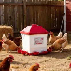 VEVOR 5 Gallon Automatic Chicken Waterer, 6 Water Ports, Automatic-Fill Water Cup, Automatic Gravity Waterer with Handle & Sealed Rubber Ring, Waterproof PP Material, No Waste Design, for Chicken