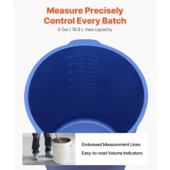VEVOR 5 Gallon Bucket Liner for Concrete Mix, Reusable Silicone Mortar Bucket Liner for Thinset Paint Concrete Epoxy Mixing, Heavy-duty Grout Mixer Insert Tool with Graduated Measurements, Blue