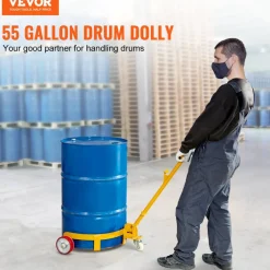 VEVOR 55 Gallon Drum Dolly, 1200 lbs Load Capacity, Barrel Dolly Cart Drum Caddy Round Dolly Steel Low Profile, Heavy Duty Steel Frame with Adjustable Handle 3 Wheels, for Workshop Factory Warehouse
