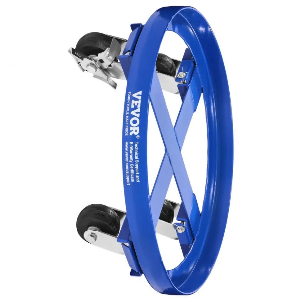 VEVOR 55 Gallon Drum Dolly, 2000 lbs Load Capacity, Heavy-Duty Barrel Dolly with Cross Braces and 4 Swivel Caster Wheels, Non Tipping Hand Truck Capacity Dollies for Warehouse Drum Handling, Blue