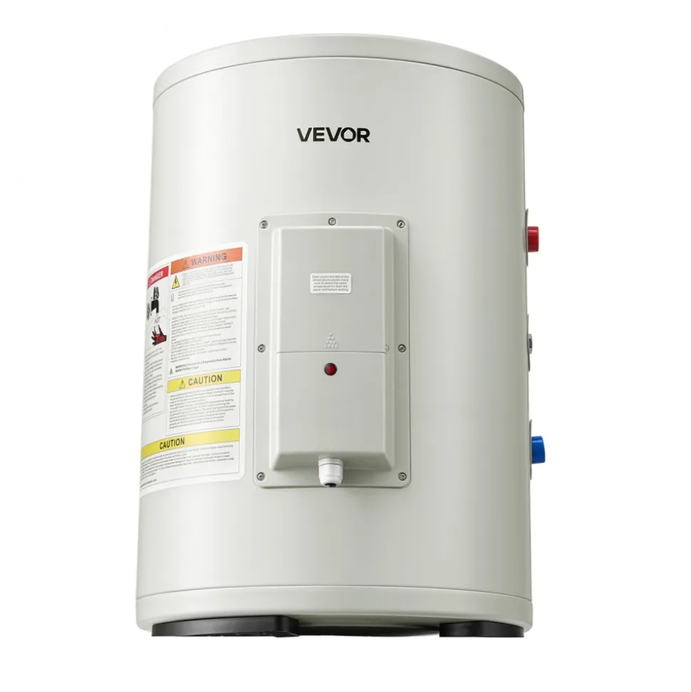 VEVOR 12 Gallon Electric Tank Water Heater, 1600W Point-of-Use Hot Water Heater with LED Display, Knob Control, Side Outlet, 120V Storage Design with T&P Valve for Small Apartments & Studios, Gray