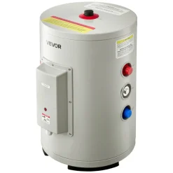 VEVOR 30 Gallon Electric Tank Water Heater, 5000W Point-of-Use Hot Water Heater with LED Display, Knob Control, Top Outlet, 240V with T&P Valve for Large Families, Small Commercial Spaces, Gray