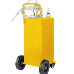 VEVOR 30 Gallon Fuel Caddy, Gas Storage Tank & 4 Wheels, with Manuel Transfer Pump, Gasoline Diesel Fuel Container for Cars, Lawn Mowers, ATVs, Boats, More, Yellow