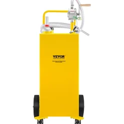 VEVOR 30 Gallon Fuel Caddy, Gas Storage Tank & 4 Wheels, with Manuel Transfer Pump, Gasoline Diesel Fuel Container for Cars, Lawn Mowers, ATVs, Boats, More, Yellow