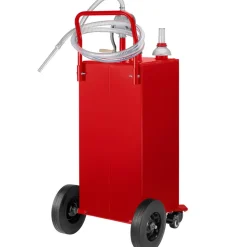 VEVOR 30 Gallon Fuel Caddy, Gas Storage Tank & 4 Wheels, with Manuel Transfer Pump, Gasoline Diesel Fuel Container for Cars, Lawn Mowers, ATVs, Boats, More, Red