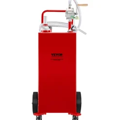 VEVOR 30 Gallon Fuel Caddy, Gas Storage Tank & 4 Wheels, with Manuel Transfer Pump, Gasoline Diesel Fuel Container for Cars, Lawn Mowers, ATVs, Boats, More, Red