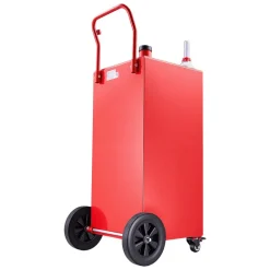 VEVOR 50 Gallon Fuel Gas Caddy, Carbon Steel, Portable Fuel Transfer Storage Tank with Manual Pump and 4 Wheels, Gasoline Diesel Can Container, for Cars, Lawn Mowers, ATVs, Boats, Motorcycles, Red
