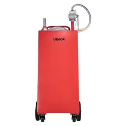 VEVOR 50 Gallon Fuel Gas Caddy, Carbon Steel, Portable Fuel Transfer Storage Tank with Manual Pump and 4 Wheels, Gasoline Diesel Can Container, for Cars, Lawn Mowers, ATVs, Boats, Motorcycles, Red