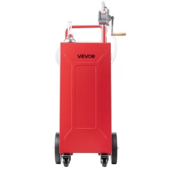 VEVOR 30 Gallon Fuel Gas Caddy, Carbon Steel, Portable Fuel Transfer Storage Tank with Manual Pump and 4 Wheels, Gasoline Diesel Can Container, for Cars, Lawn Mowers, ATVs, Boats, Motorcycles, Red