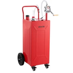 VEVOR 30 Gallon Fuel Gas Caddy, Carbon Steel, Portable Fuel Transfer Storage Tank with Manual Pump and 4 Wheels, Gasoline Diesel Can Container, for Cars, Lawn Mowers, ATVs, Boats, Motorcycles, Red