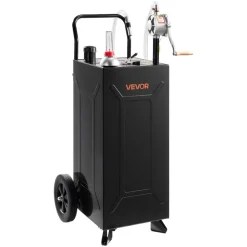 VEVOR 30 Gallon Fuel Gas Caddy, Carbon Steel, Portable Fuel Transfer Storage Tank with Manual Pump & 2 Wheels, Gasoline Diesel Can Container, for Cars, Lawn Mowers, ATVs, Boats, Motorcycles, Black