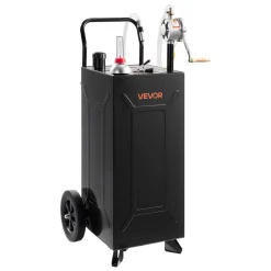 VEVOR 30 Gallon Fuel Gas Caddy, Carbon Steel, Portable Fuel Transfer Storage Tank with Manual Pump & 2 Wheels, Gasoline Diesel Can Container, for Cars, Lawn Mowers, ATVs, Boats, Motorcycles, Black