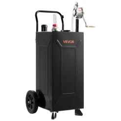VEVOR 30 Gallon Fuel Gas Caddy, Carbon Steel, Portable Fuel Transfer Storage Tank with Manual Pump & 2 Wheels, Gasoline Diesel Can Container, for Cars, Lawn Mowers, ATVs, Boats, Motorcycles, Black