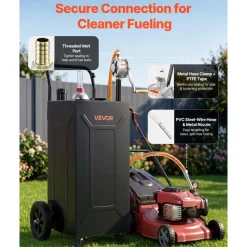VEVOR 30 Gallon Fuel Gas Caddy, Carbon Steel, Portable Fuel Transfer Storage Tank with Manual Pump & 2 Wheels, Gasoline Diesel Can Container, for Cars, Lawn Mowers, ATVs, Boats, Motorcycles, Black