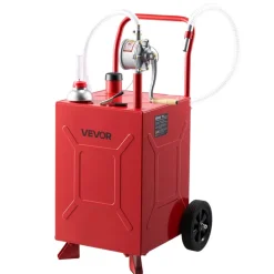 VEVOR 20 Gallon Fuel Gas Caddy, Carbon Steel, Portable Fuel Transfer Storage Tank with Manual Pump & Rolling Wheels, Gasoline Diesel Can Container, for Cars, Lawn Mowers, ATVs, Boats, Motorcycles, Red