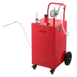 VEVOR 30 Gallon Fuel Gas Caddy, Carbon Steel, Portable Fuel Transfer Storage Tank with Manual Pump & 2 Wheels, Gasoline Diesel Can Container, for Cars, Lawn Mowers, ATVs, Boats, Motorcycles, Red